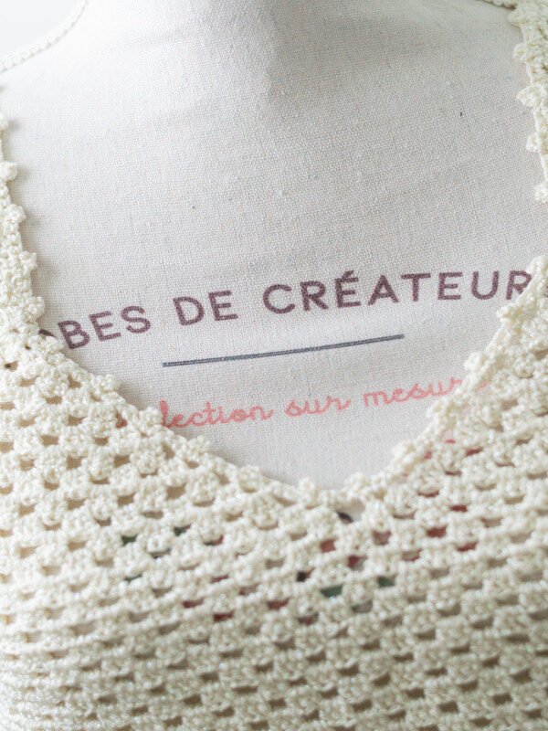 Touch Atout Top acrylique fil metallique ecru paillete top fait main crochet 2