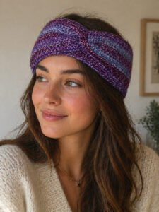 Bandeau Ambre fait main au crochet 11 TOUCH ATOUT BANDEAU AMBRE CROCHET MULTICOLORE VIOLET
