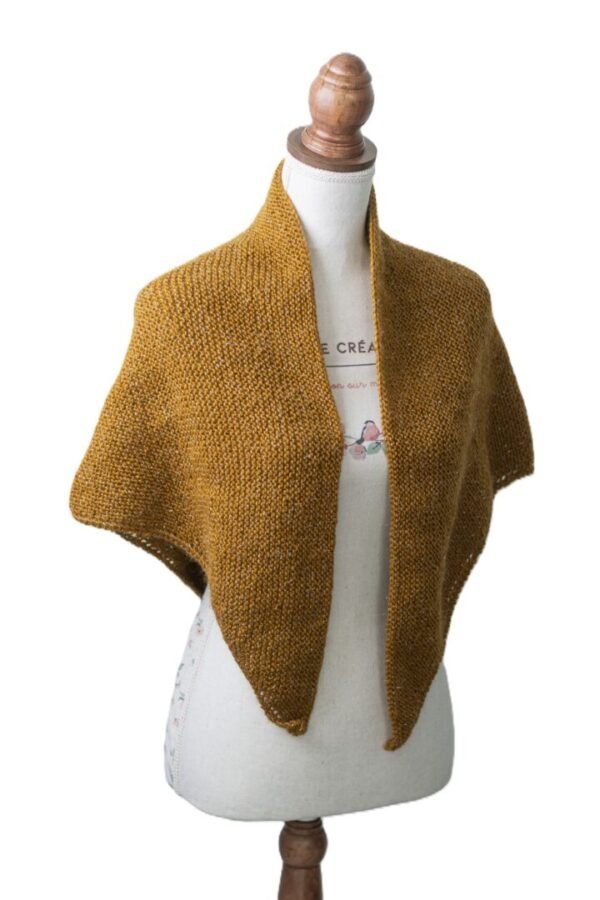 Touch Atout Chale cheche tricot acrylique laine moutarde paillete Star 100 made in France Accessoire mode fait main tricot 2 1