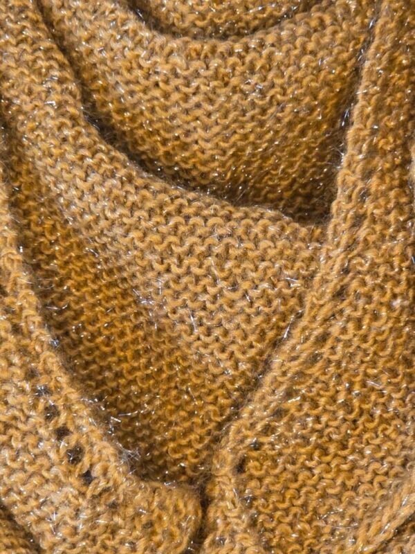 Touch Atout Chale cheche tricot acrylique laine moutarde paillete Star 100 made in France Accessoire mode fait main tricot 3