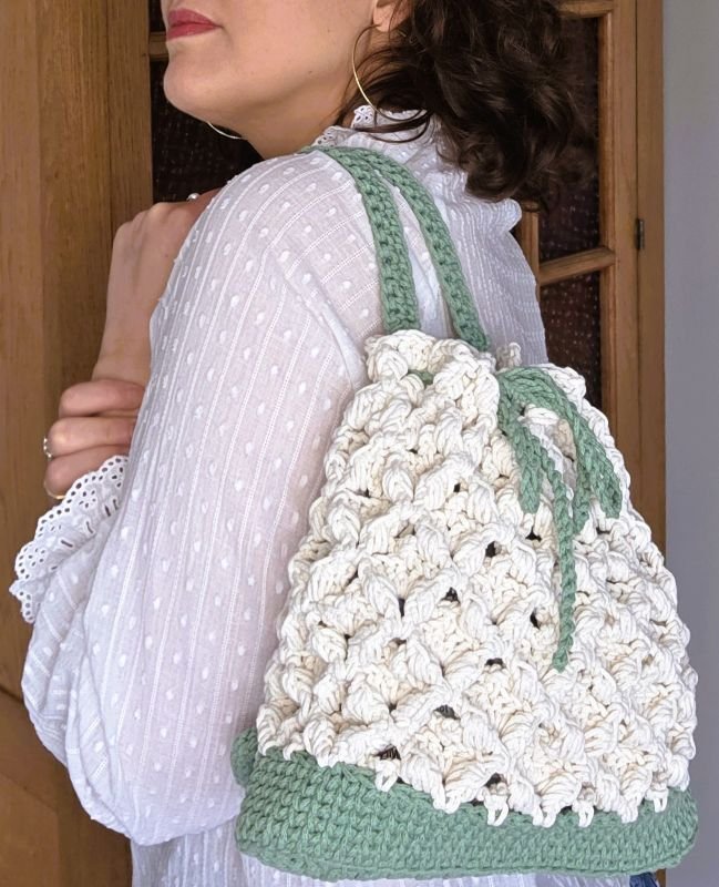 Touch Atout Sac a dos TERRA crochet ecru et lin Accessoire mode fait main crochet 2 1