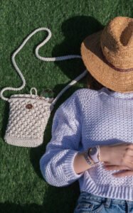 Sac pochette Vénus 7 Touch Atout Sac pochette Venus crochet ecrue Accessoire mode fait main crochet 6