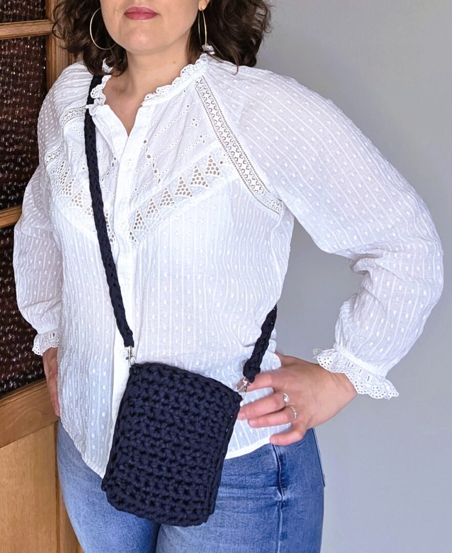 Touch Atout Sac pochette crochet marine Accessoire mode fait main crochet